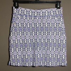 Jones NY Geometric Purple and White Women's Cotton Comfort Skort